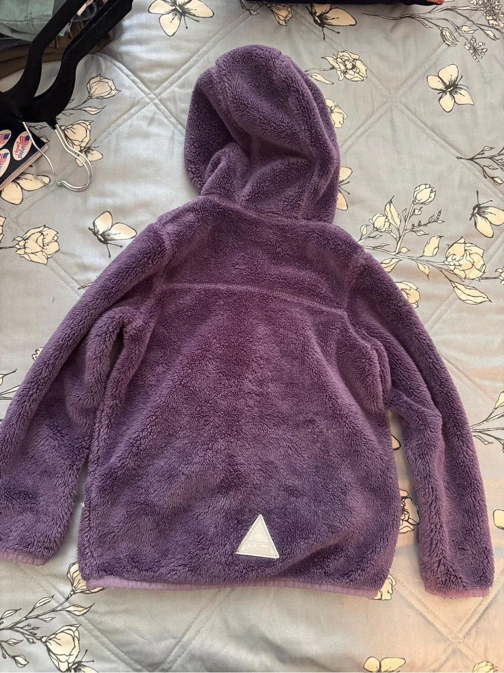 L.L.Bean Kids Hi-Pile Fleece Hooded Jacket Purple Full Zip Size M 5-6